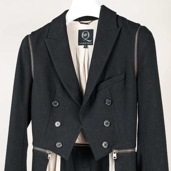 McQ Alexander McQueen AW/11 Black Wool Zippered Tail Coat - Picture 5 of 13